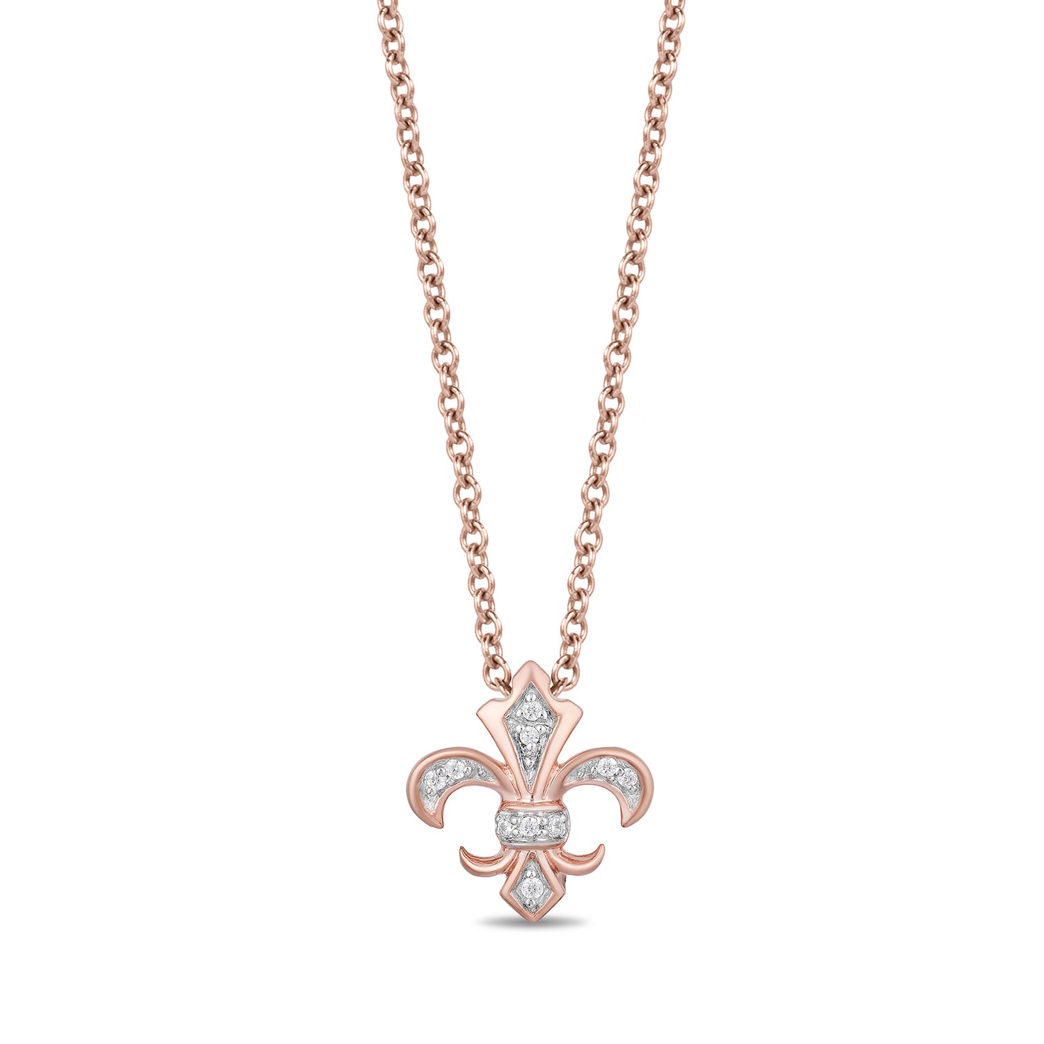 Enchanted Disney Fine Jewelry 10K Rose Gold Diamond Accent Aurora Pendant Necklace