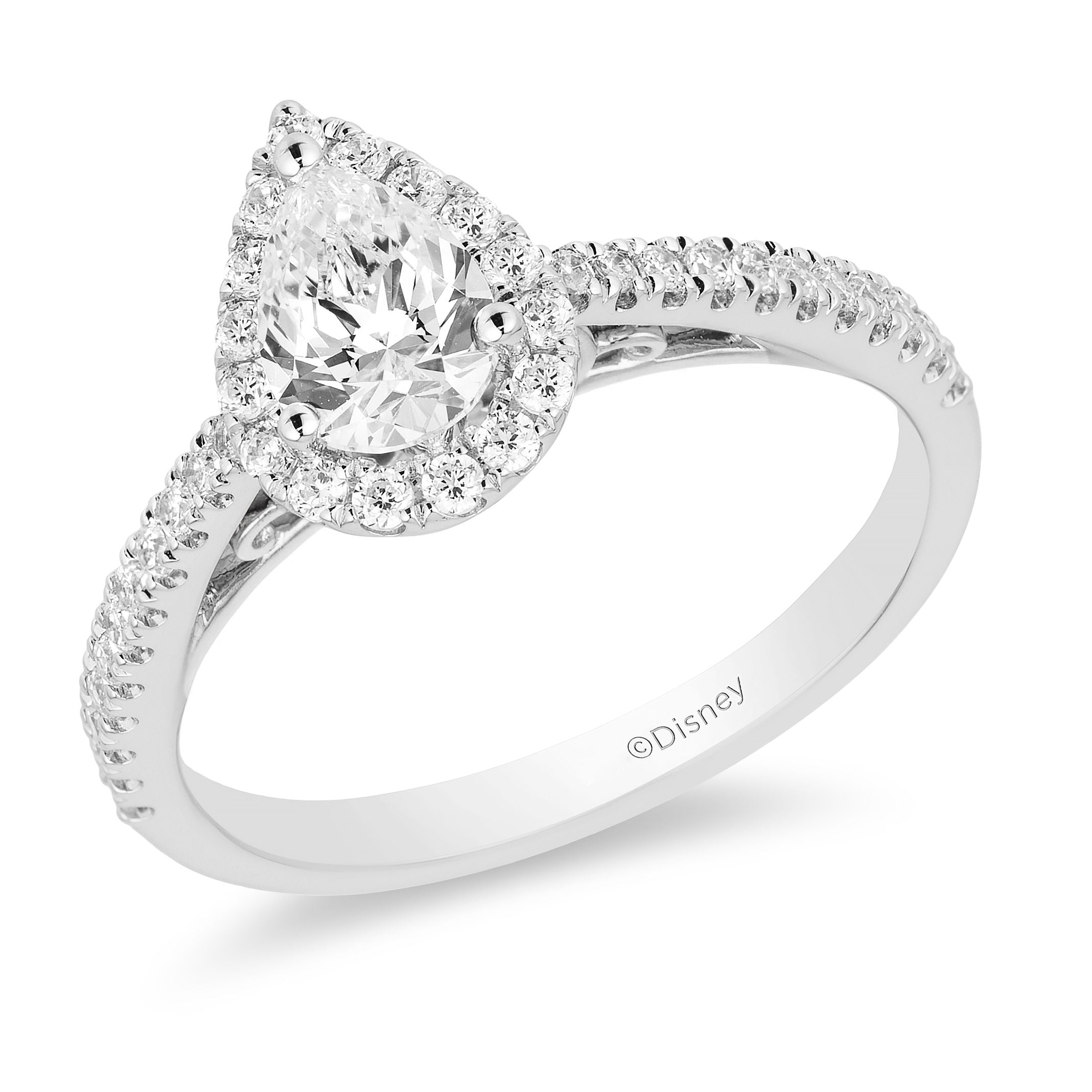 Enchanted Disney Fine Jewelry 14K White Gold With 3/4 CTTW Diamond Rapunzel Engagement Ring