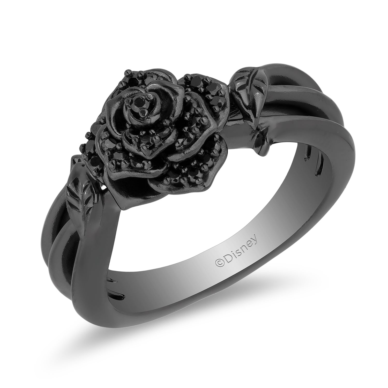 vuist vliegtuigen in beroep gaan Disney Maleficent Inspired Rose Ring Black Rhodium 1/5 CTTW | Enchanted  Disney Fine Jewelry