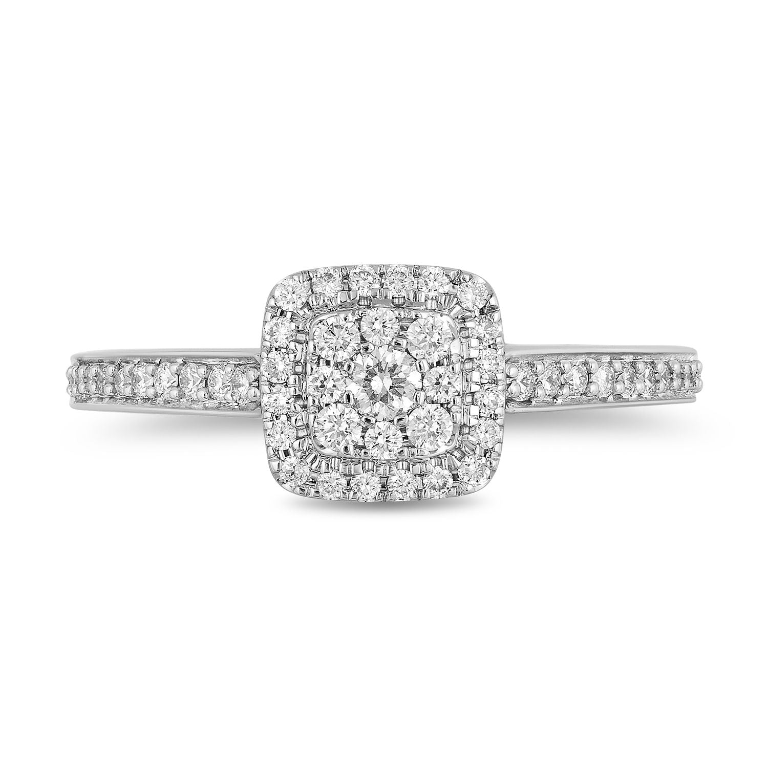 Enchanted Disney Fine Jewelry 14K White Gold and Rose Gold with 1/2 CTTW Diamond Belle Engagement Ring