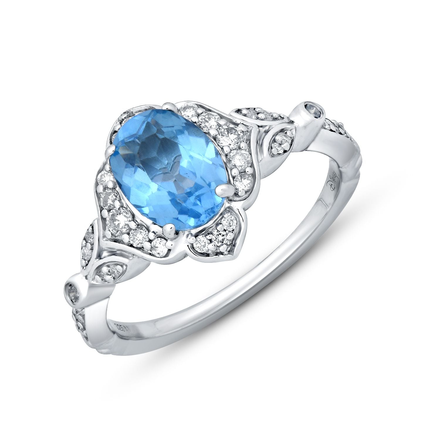Disney Jasmine Inspired Diamond Ring with 1/5 CTTW & Swiss Blue Topaz ...