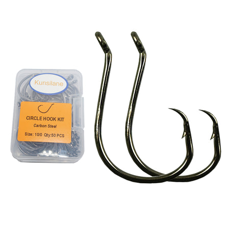 50pcs Circle Hook for Fishing High Carbon Steel Soltwater Fishhook 1 1/0 2/0  3/
