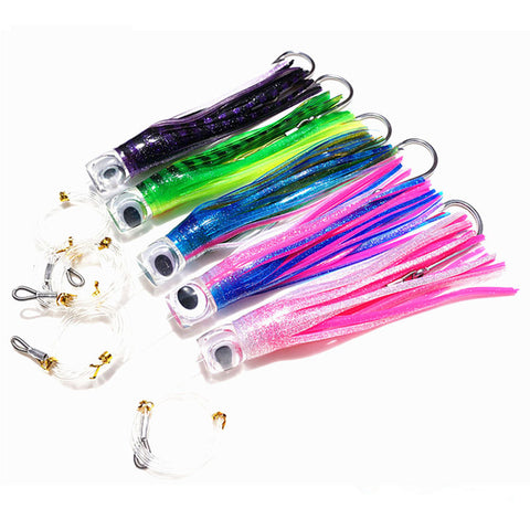 fishing skirts lures jig head Squid Feather Barbed Fish hook 18g String  fishhook octopus fishing lure Tuna Trolling Lure