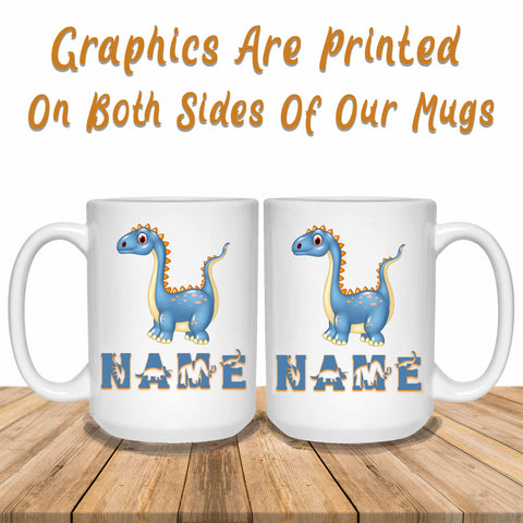Blue Dino Graphics Printed Both Sides Of Mug