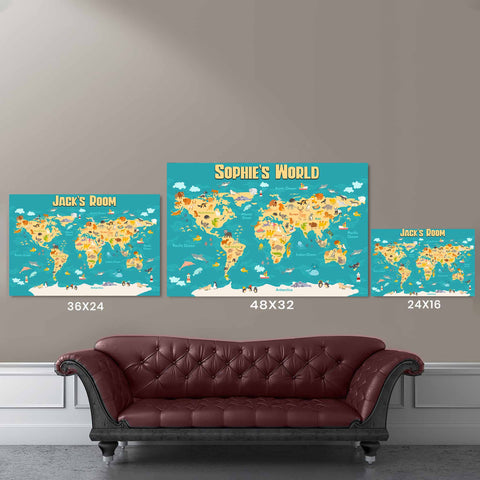 Cartoon World Map v2 Canvas Size Comparison Mockup