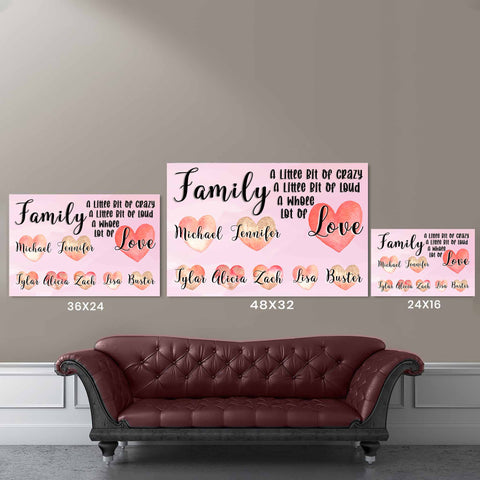 Family Light Pink A Whole Lot Of Love Canvas Size Comparison