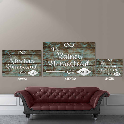 Homestead Co Infinity Distressed Blue Wood Background White Distressed Metal Texture Canvas Size Comparison