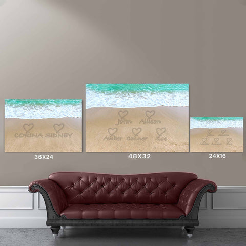 Light Lite Sandy Tropical Beach Written In The Sand Canvas Size Comparison