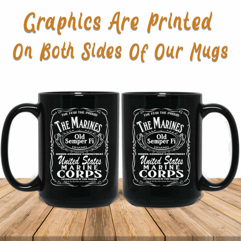 Marine Corps Aged Black Mug Graphics Printed Both Sides Image
