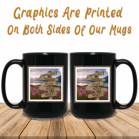 Mountains Lake Field Of Wildflowers V2 Graphics Printed Both Sides Of Mug