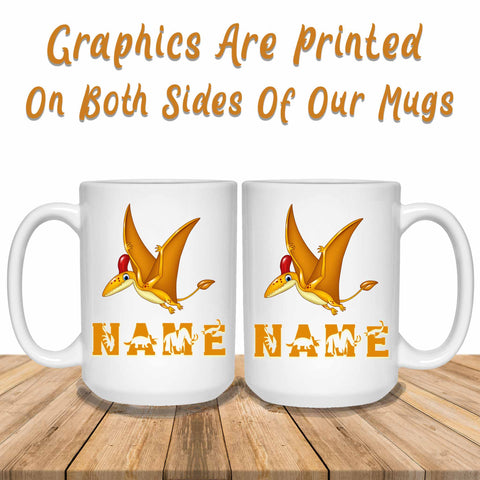 Orange Pterodactyl Graphics Printed Both Side Of Mug