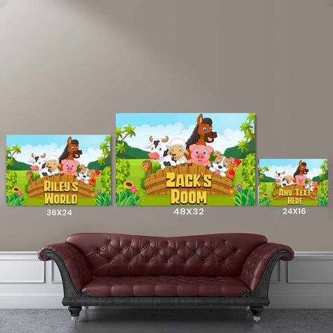 Personalized Farm Animals V1 Canvas Size Comparison Image