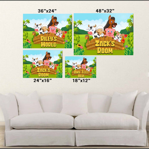 Personalized Farm Animals V1 Poster Size Comparison Image