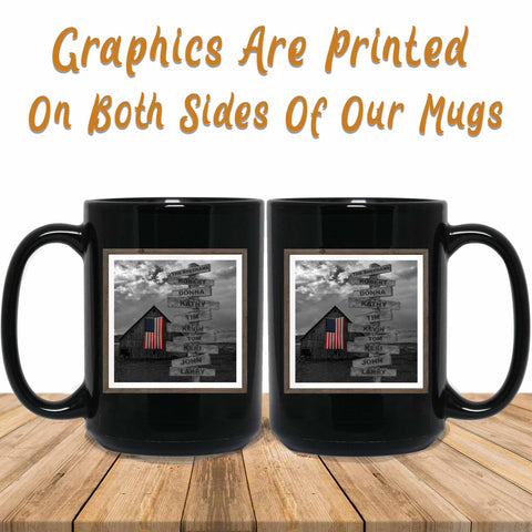 Rustic Barn B&W Color Flag Graphics Printed Both Sides Mug