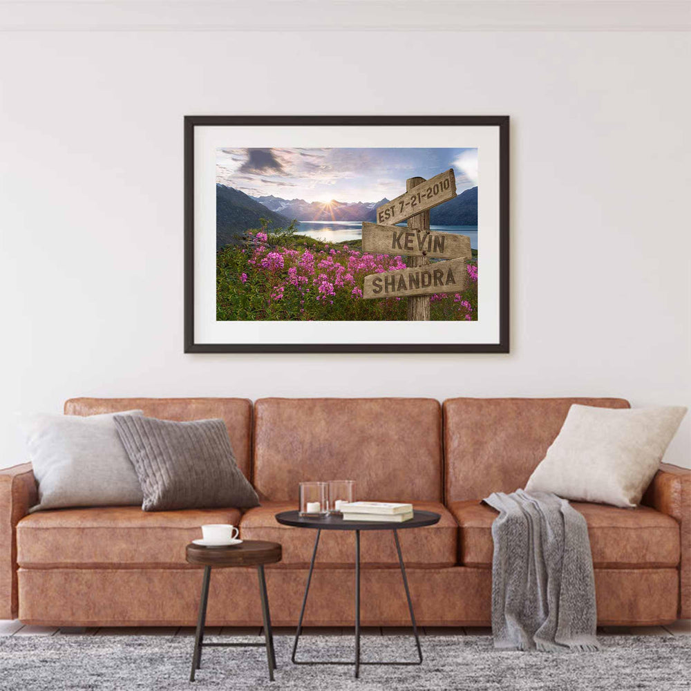 Mountains Lake and Field of Wildflowers v2 Multiple Names Personalized ...