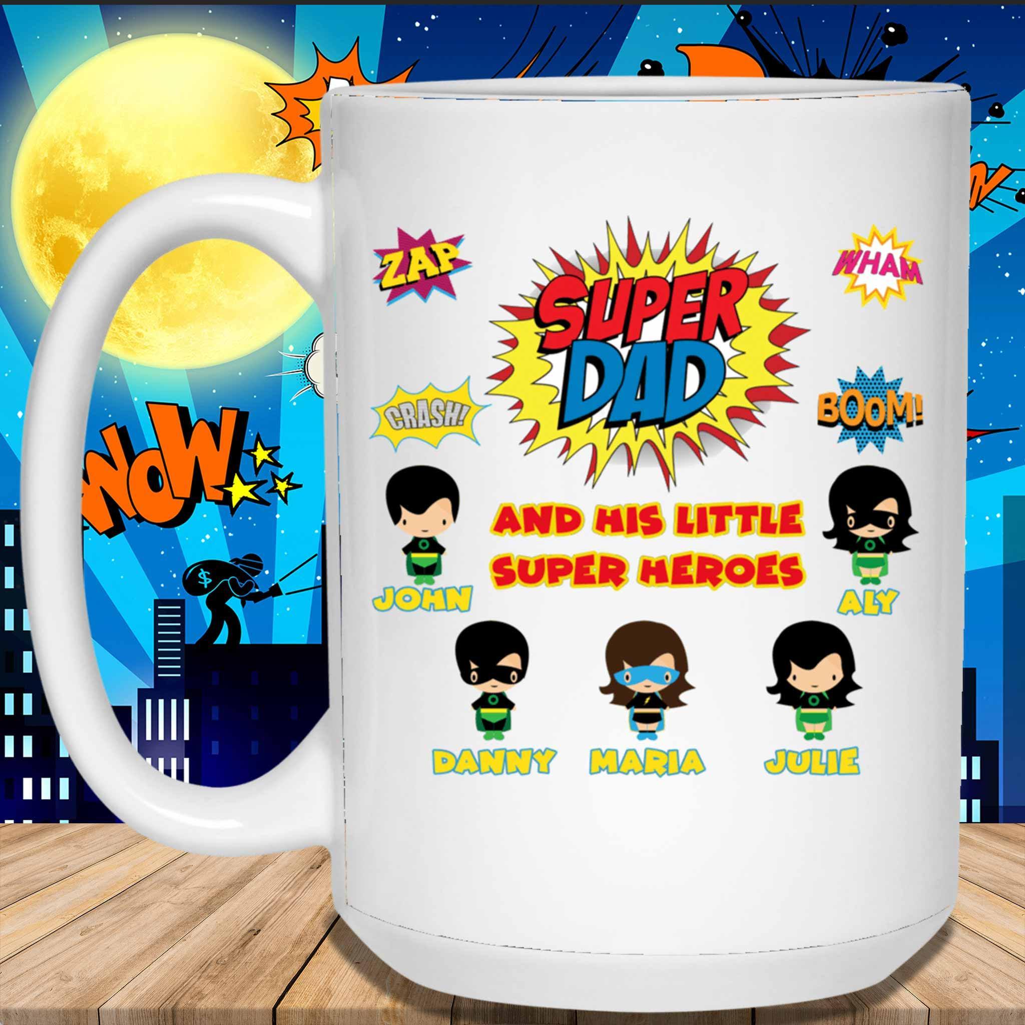 Mom's Little Super Heroes Custom Personalized Coffee Mug