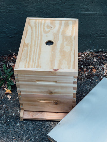 bee escape board on a langstroth hive