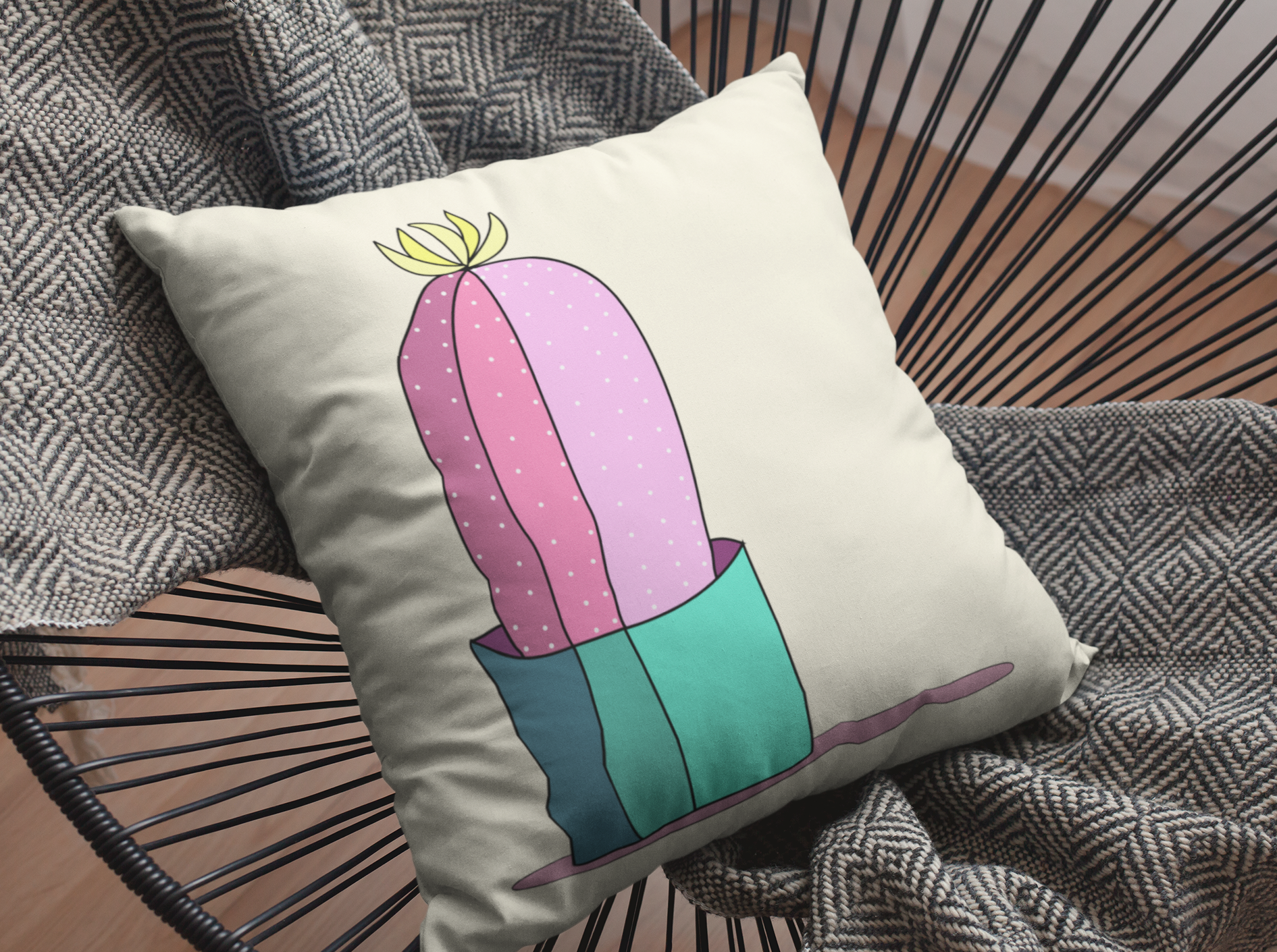 Pink Cartoon Cactus