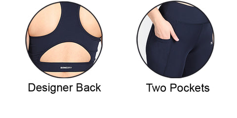 Pair of High Waist Double Pocket Tight & Multi Strap Sports Bra