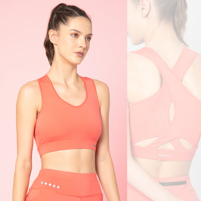 Criss Cross Sports Bra - Muted Plum / Grey | MT LUXE