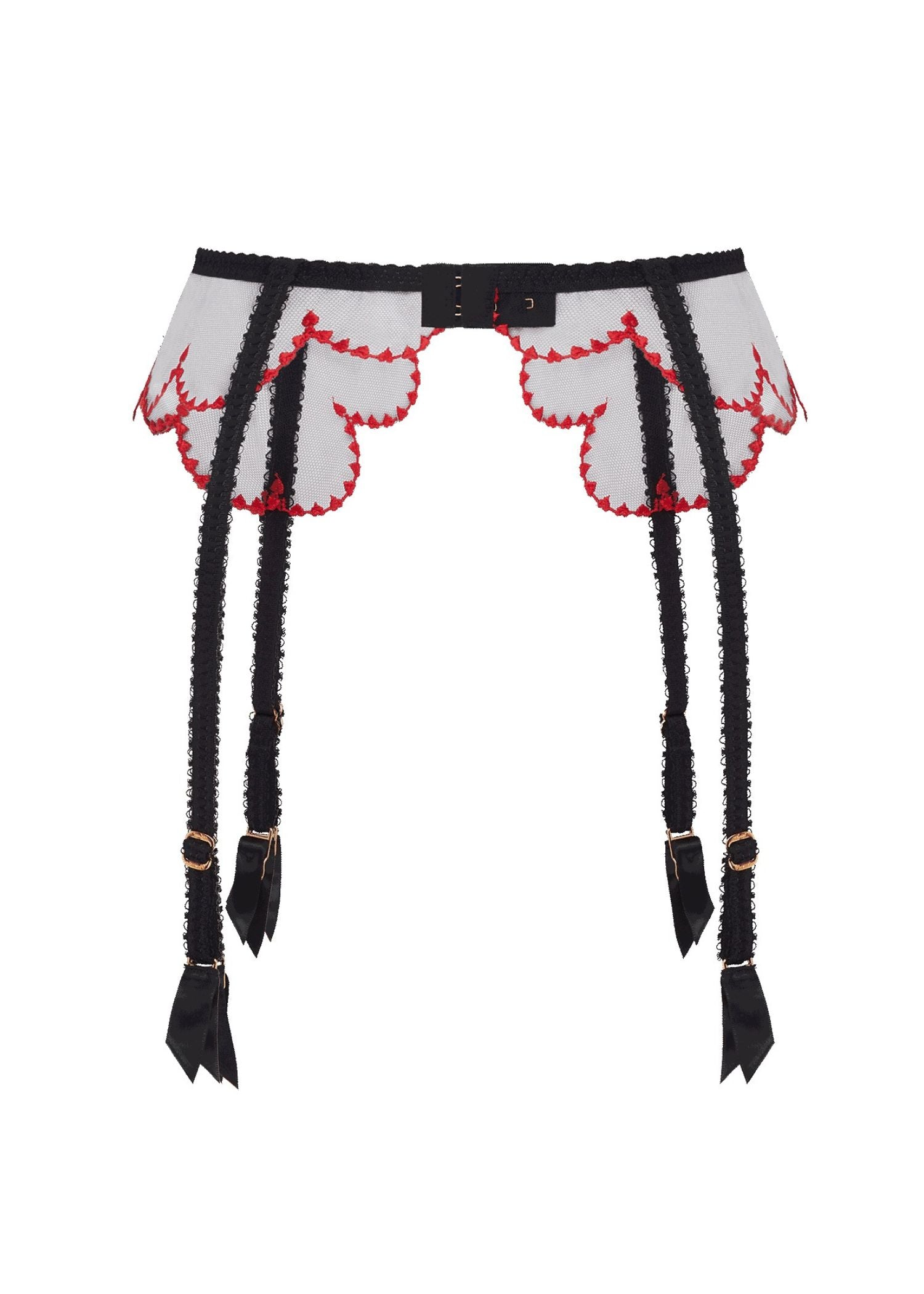 Lorna Heart Suspender (Black / Red)