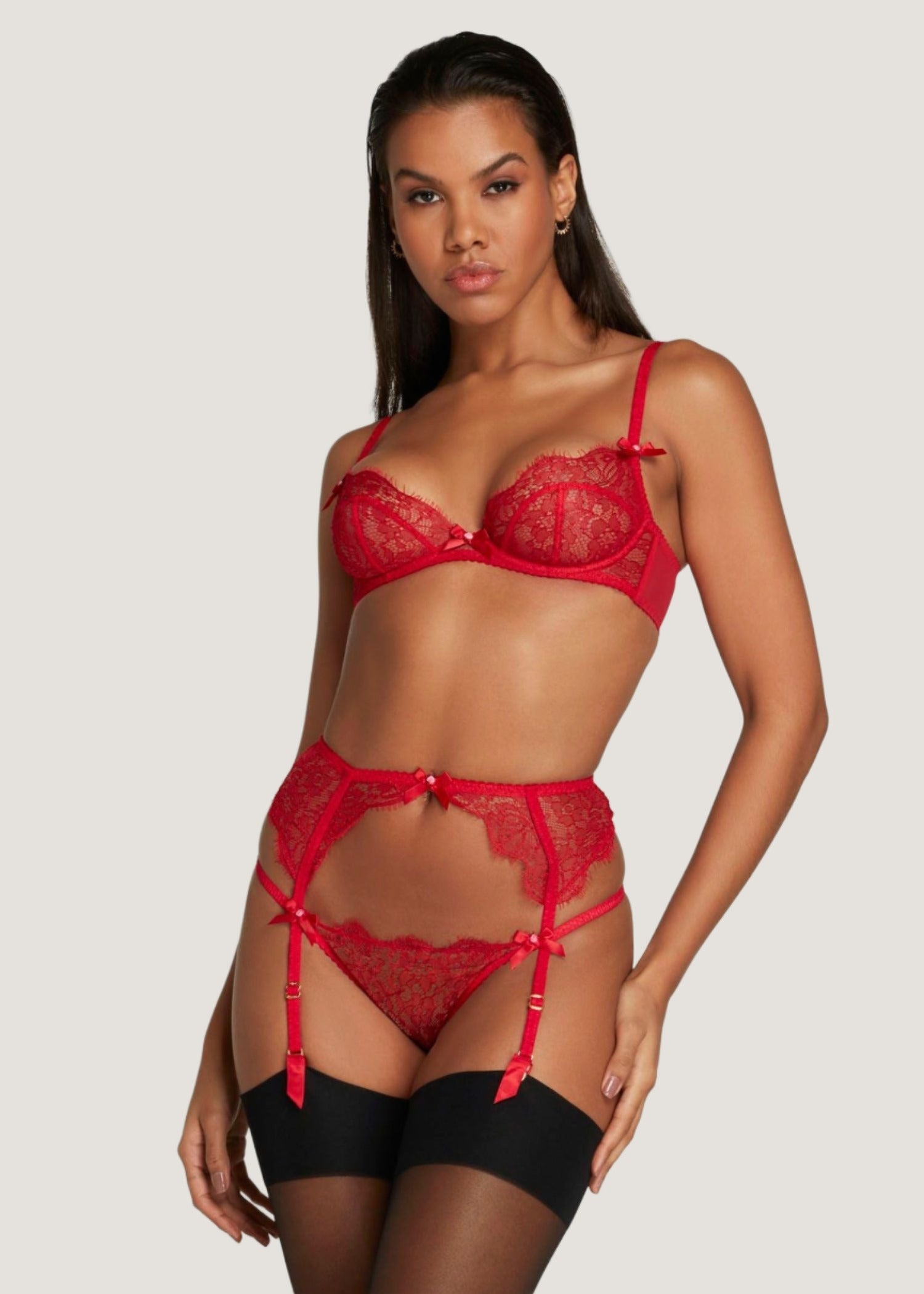 Lorna Lace Suspender (Red)