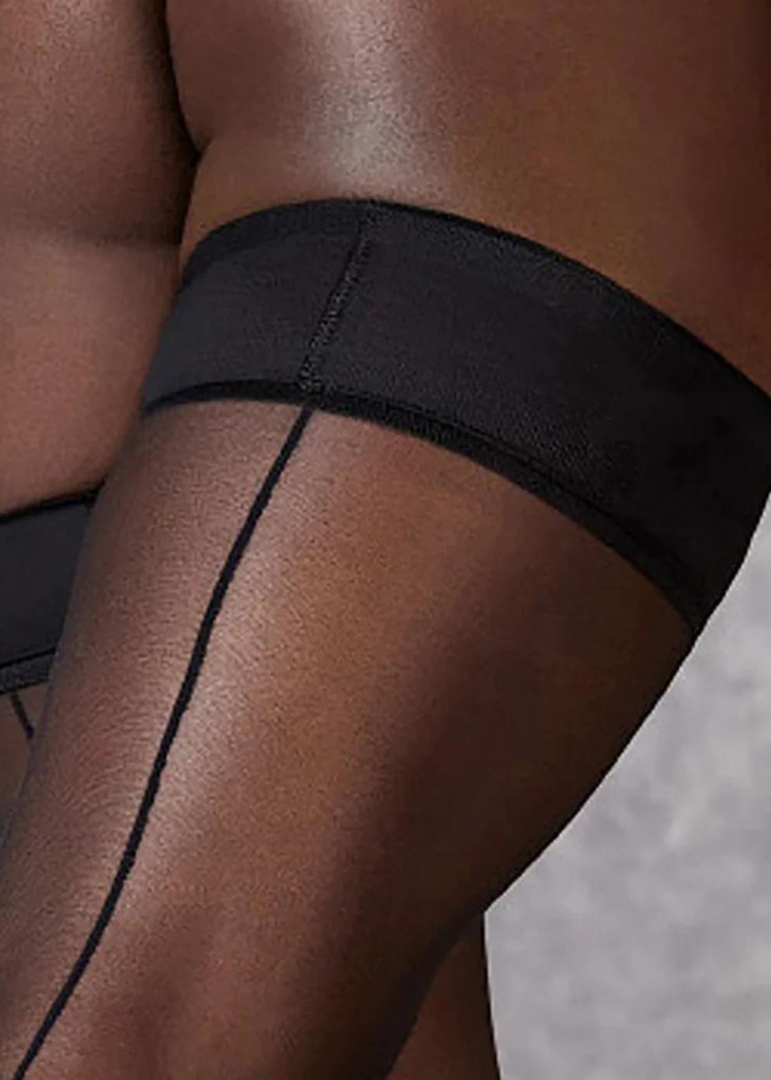 Back Seam Leg / Plain Top Hold Ups (Black)