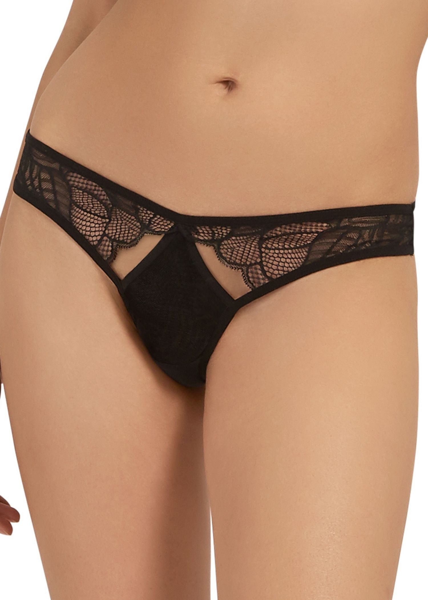 Emerson (Black) Lace and Mesh Thong