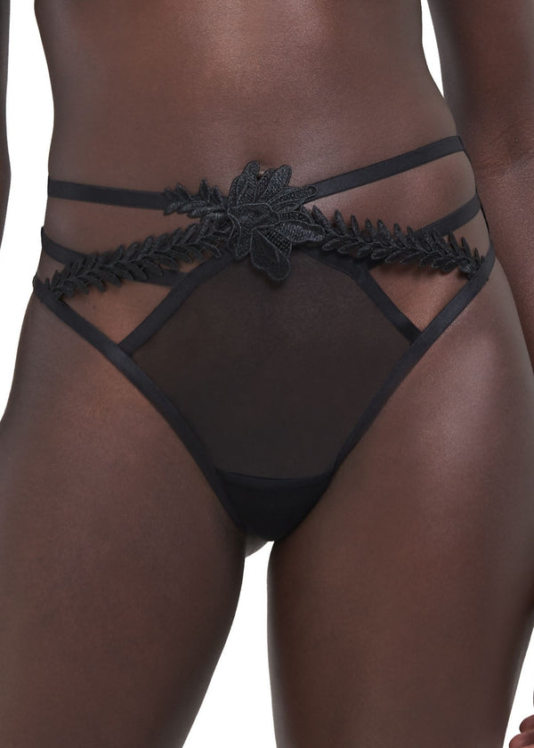 Black Eva Thong Panty Sexy Erotic Lingerie for Women High Rise