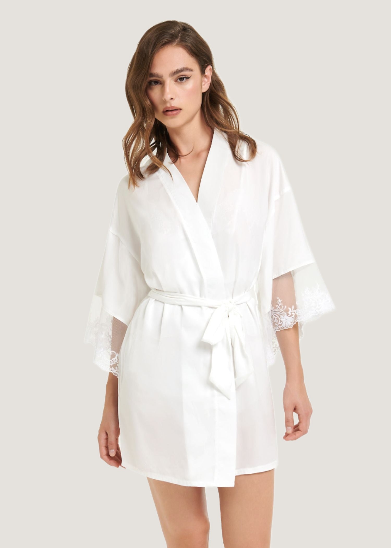 Marseille Luxury Satin Kimono (White)