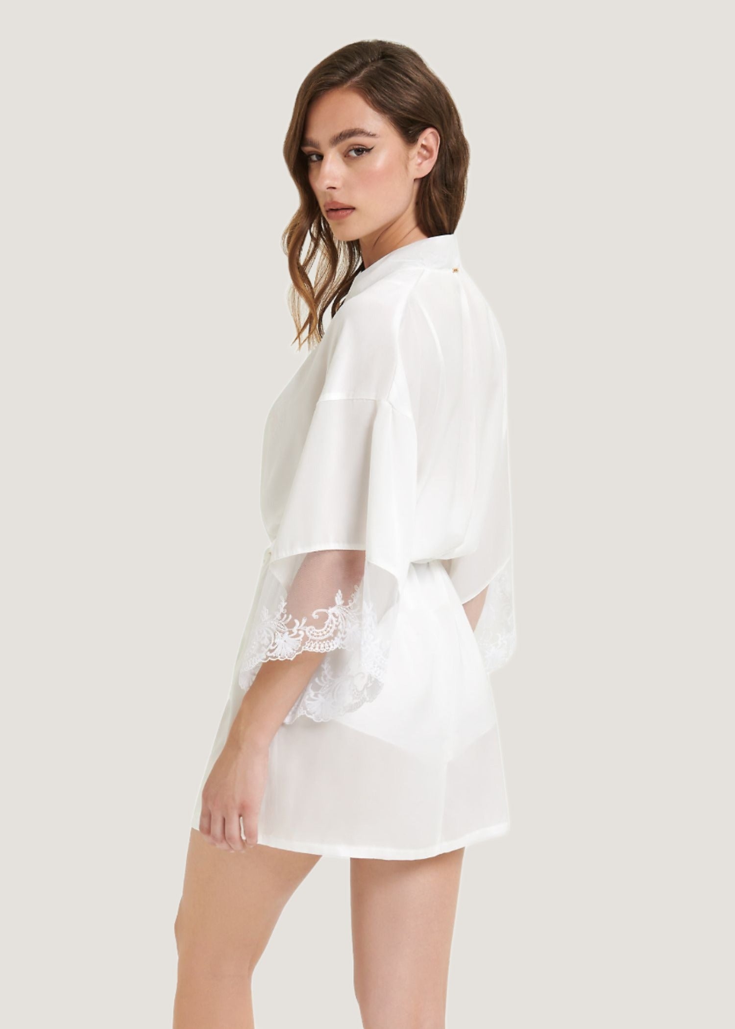 Marseille Luxury Satin Kimono (White)