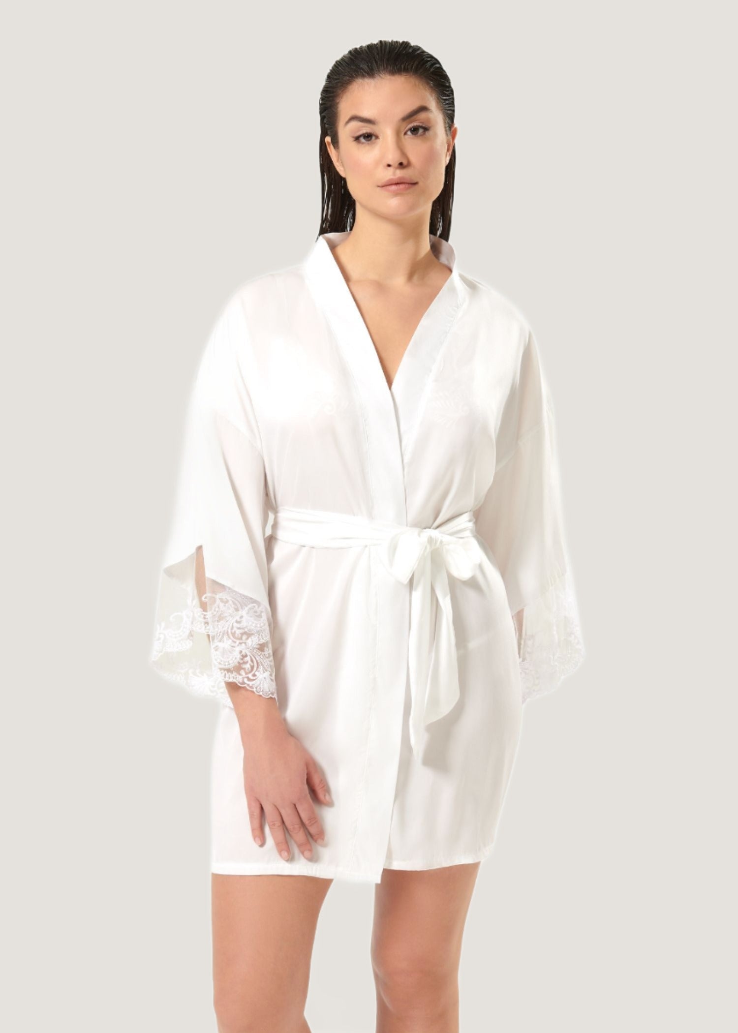 Marseille Luxury Satin Kimono (White)