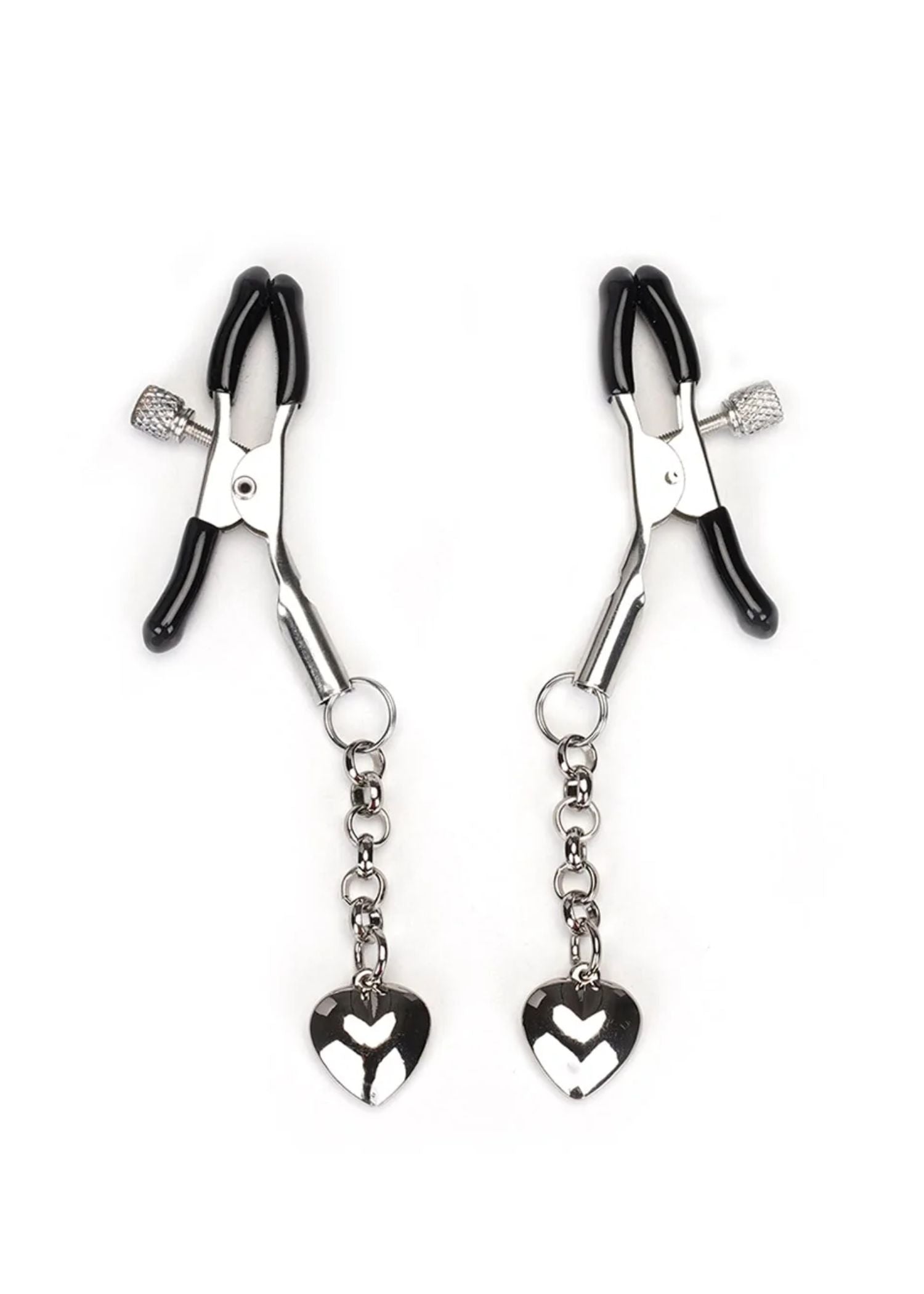 Silver Solid Heart Nipple Clamps