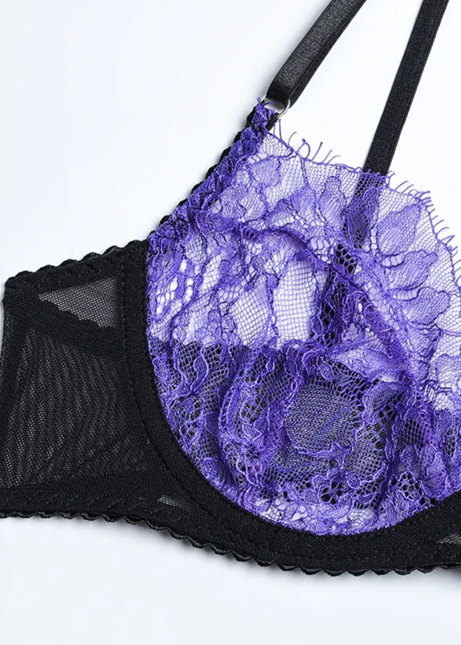 Unleash/ed Gemma Bra, Thong and Suspender Set (Purple) | Avec Amour