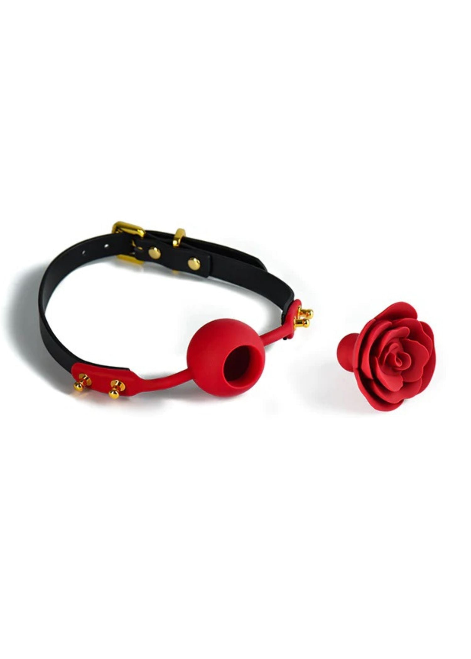 Rose Ball Gag (Black Strap)