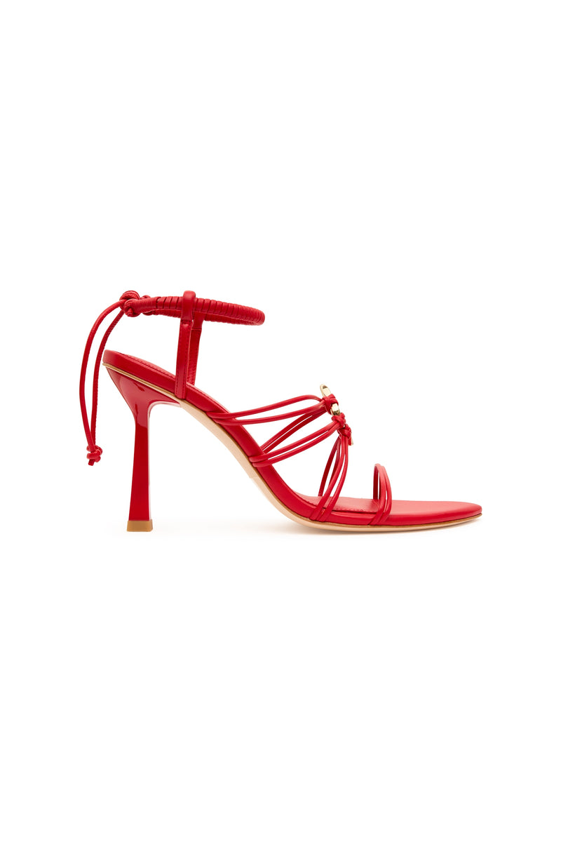 Mirage Leather Strappy Heel | Scarlet Red | Aje