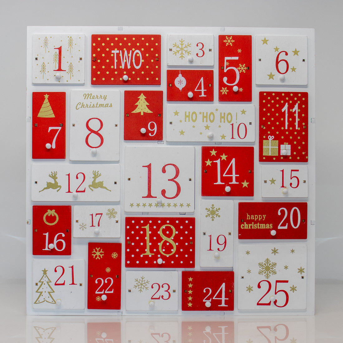 Red and White Wooden Advent Calendar Old Country Market