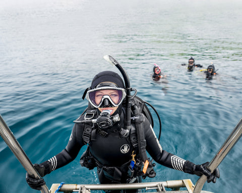 a person in scuba diving gear in the water