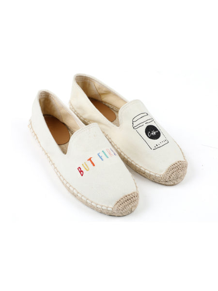 Canvas Espadrilles, Coffee First (Rainbow)