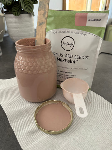 Miss Mustard Seed’s Milk Paint Arabesque dusty pink furniture paint