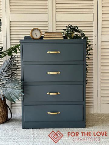 Fusion Mineral Paint Chestler deep jewel blue painted tallboy