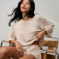Linen Knit Back Slit Top