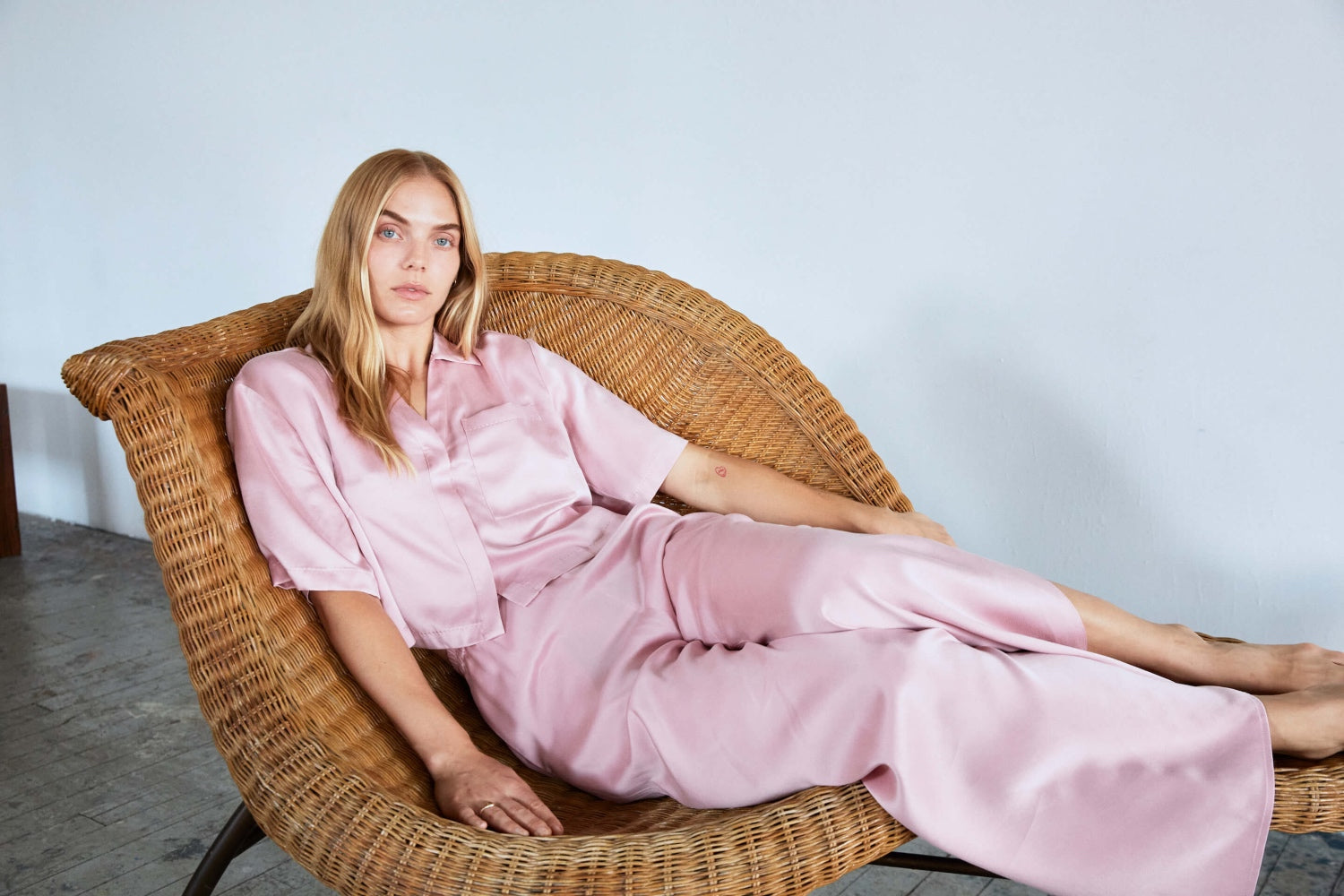 Lunya Sleepwear Washable Silk High Rise Pant Set - #Serene Pink