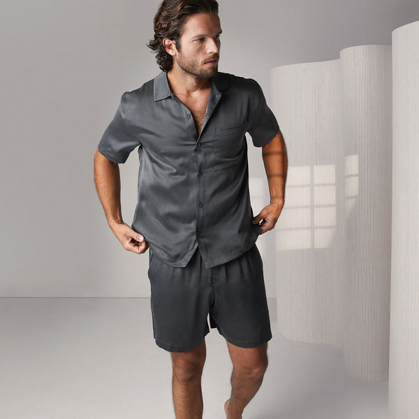 Short sleeves Men Silk Knit Pajama set