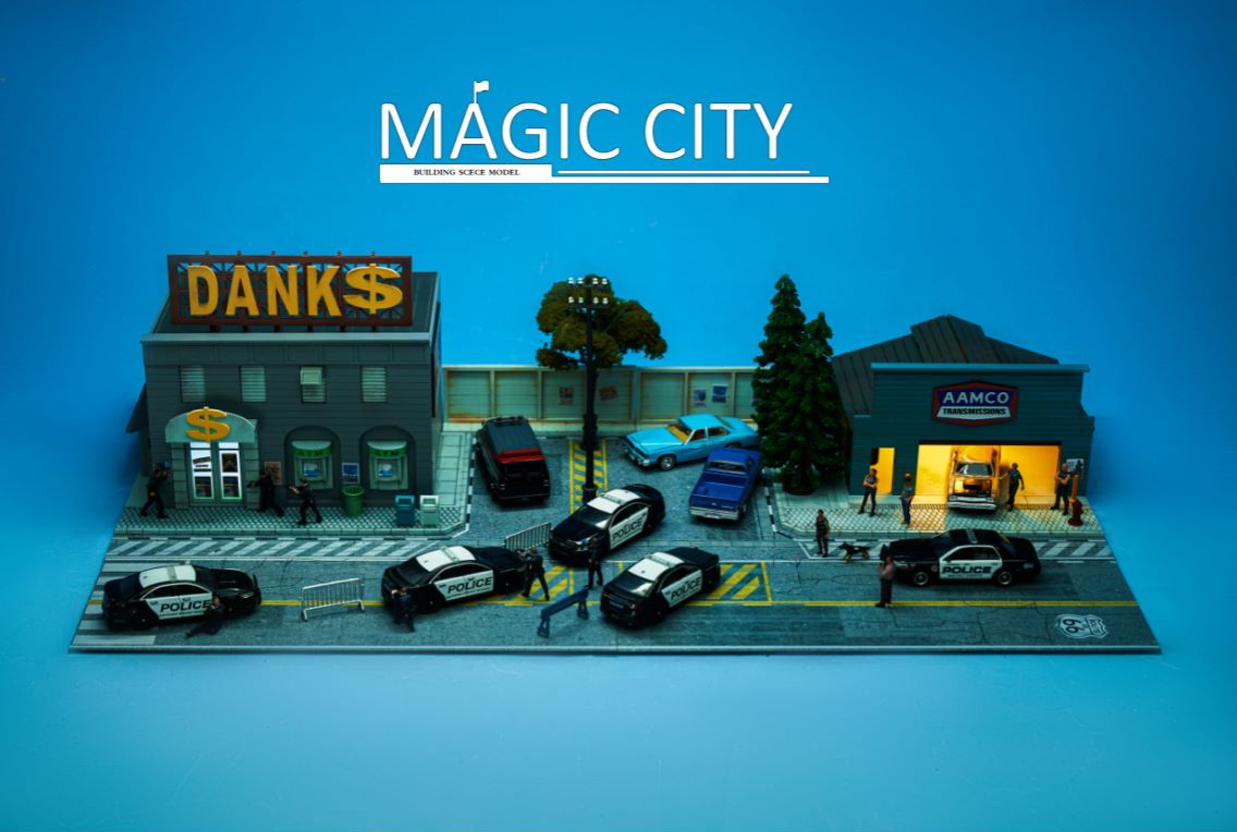 Magic City 1:64 Diorama American Scene - Fire Department & CARMAX Auto  Repair Shop
