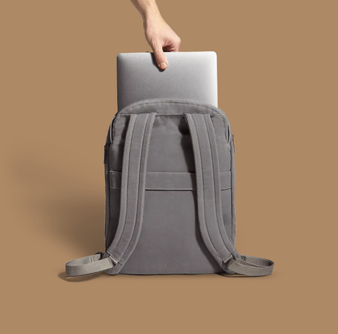 an exterior shot of Day Owl's Pro line tech travel backpack with external laptop sleeve