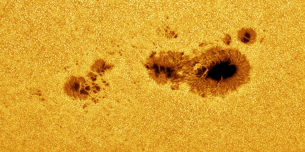 Sunspot AR3590 with Baader Herschel Prism Mk2 and QHY Imaging Camera in False Color