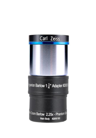 The Hyperion Zoom Barlow makes a superb variable magnification Barlow!  (shown directly attached to 1¼" eyepiece filter threads with included adapter,  or T-2 prism diagonal via the included T-2 threaded adapter)