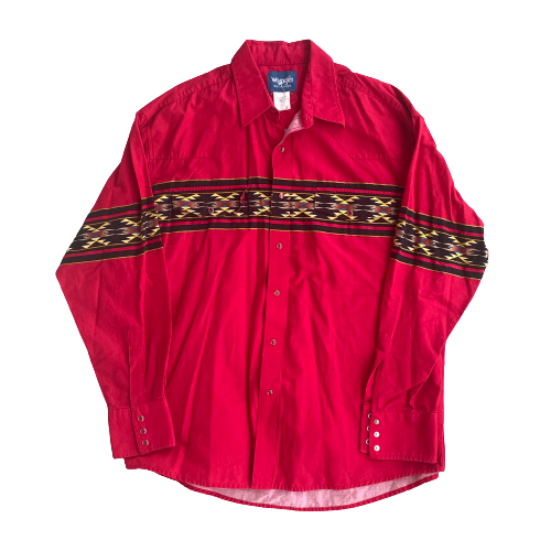 Vintage 90s Wrangler Aztec Pearl Snap Shirt- XL – Thrift Buster Vintage