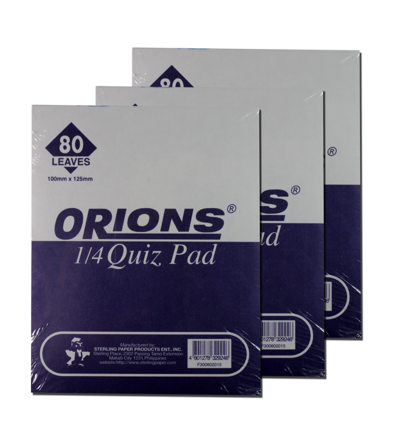 Orions <br> Quiz Pad (1/4 Paper Size) <br> Pack of 3